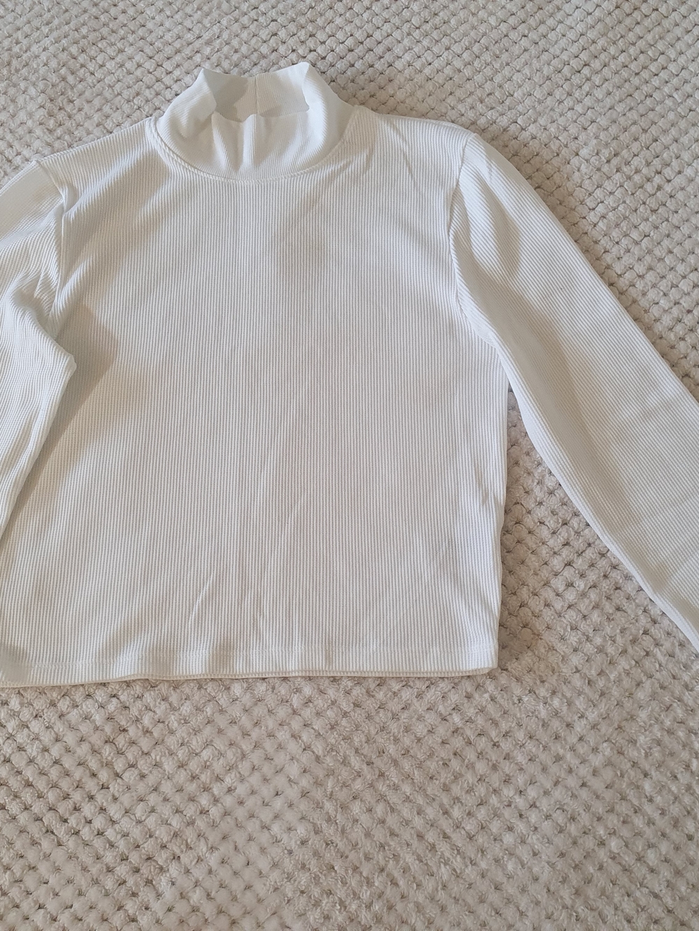 American Eagle White Ribbed Mock Neck Long Sleeve Top - Size XL
